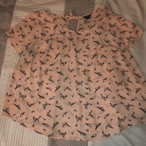 Plus size torrid pink bird blouse